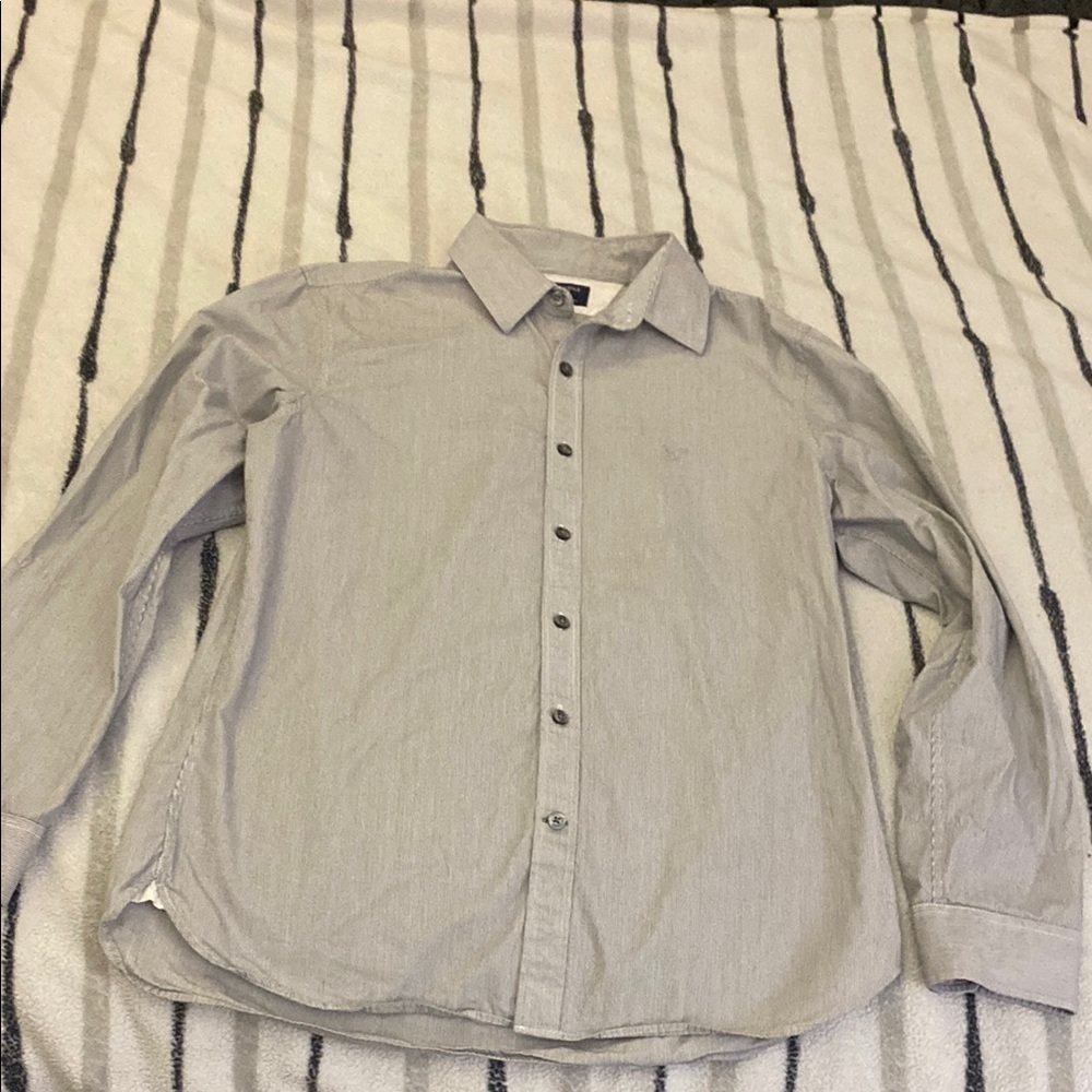 American Eagle Outfitters Gray Casual Button Down Shirt
